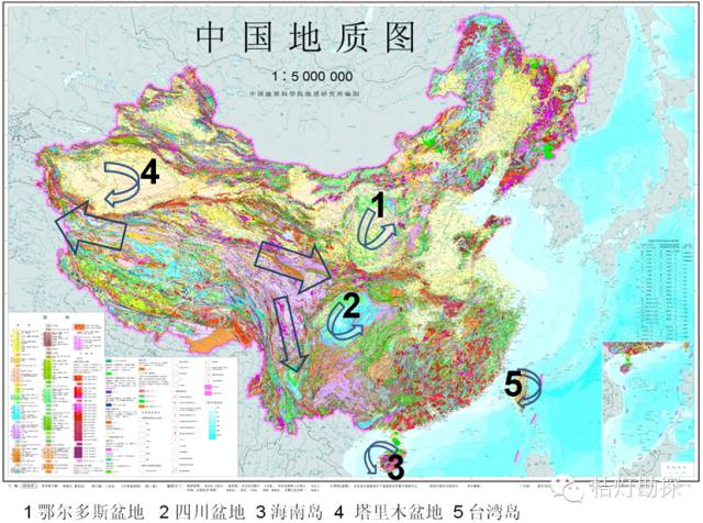 主体向东西两个方向进行(图1),较大型刚性地块和盆地会同时发生旋转