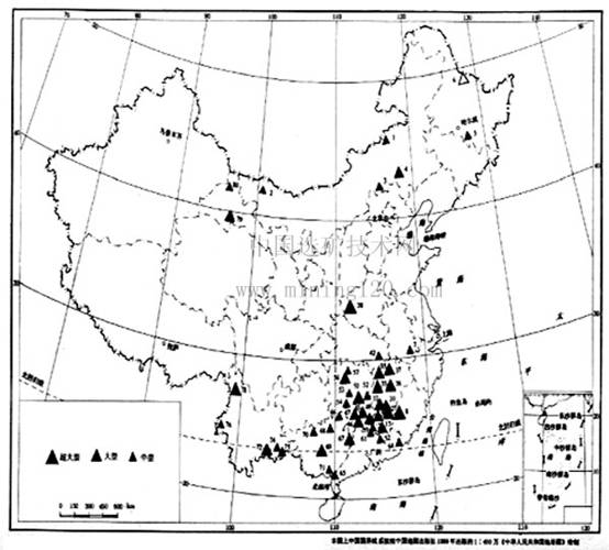 中国钨矿分布图